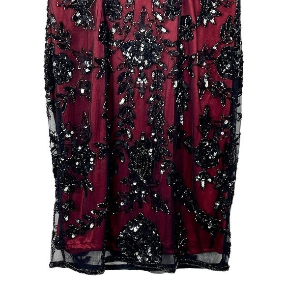 PISARRO NIGHTS Y2K EMBELLISHED BEAD CAP SLEEVE SCOOP NECK COCKTAIL PARTY DRESS - Picture 11 of 16